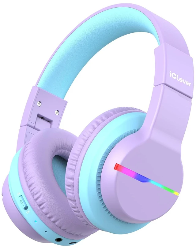 Main image of BTH12 Kids Bluetooth Headphones 85H Playtime with LED Lights Travel SafeSound Tech, Stereo Sound, USB C Charging AUX Cable Over Ear Built-in Mic, Kids Wireless Headphones for Toddler Boys Girls