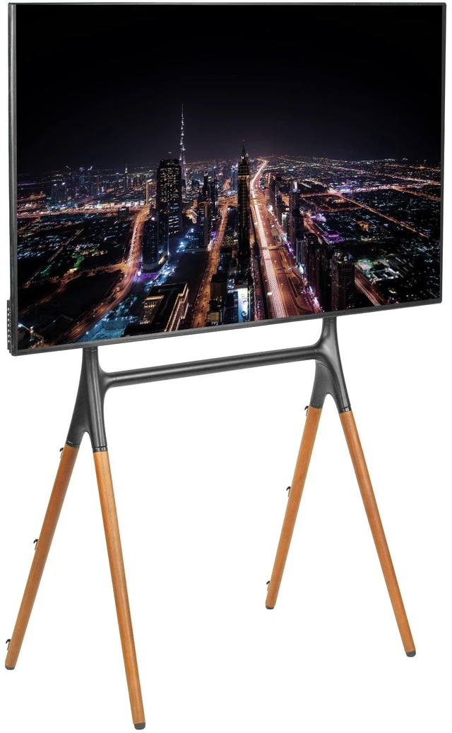 Main image of Dark Wood Easel TV Stand for 49 to 70 inch Screens, STAND-TV70A Articulating Artistic Studio Display Stand, Adjustable TV Mount with Swivel, 4 Leg Base, Max VESA 600x400, Holds 88 lbs