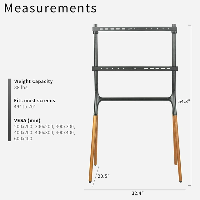 Alt view image 3 of 7 - Dark Wood Easel TV Stand for 49 to 70 inch Screens, STAND-TV70A Articulating Artistic Studio Display Stand, Adjustable TV Mount with Swivel, 4 Leg Base, Max VESA 600x400, Holds 88 lbs