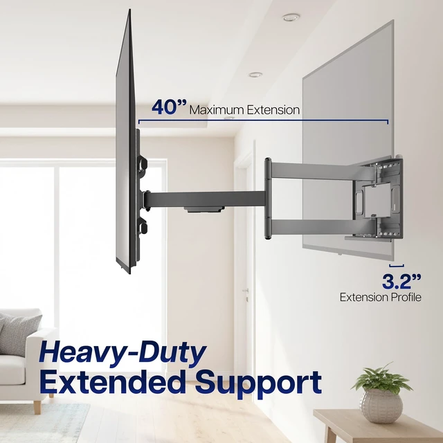 Alt view image 5 of 7 - Black Extra Long TV Wall Mount for 37-85 in Screens, MOUNT-VW080L Long Extended Steel Arm, Full Motion TV Mount for LCD LED Plasma Flat & Curved Screens, Max VESA 800x400mm, Holds 110 lbs