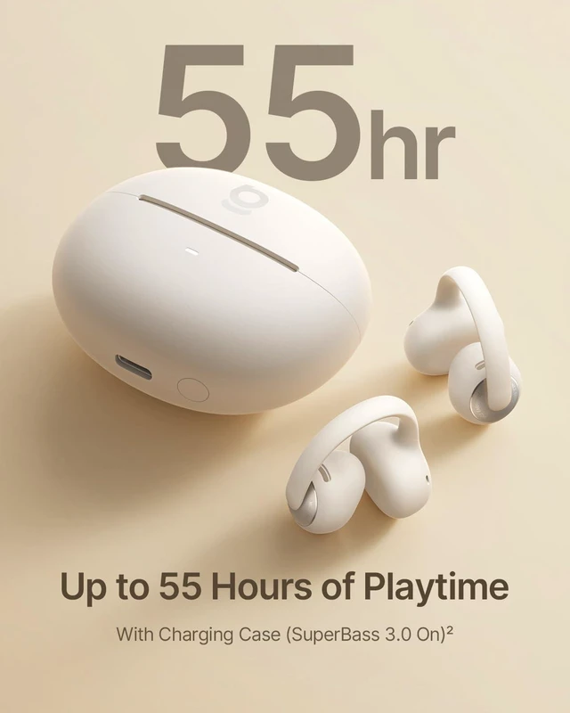 Alt view image 6 of 7 - Bowie MC2 Open Ear Clip On Earbuds, CloudComfort 2.0 Wrap-Around Design, LDAC Hi-Res Audio, Bluetooth 6.0, 55H Playtime, 4-Mic AI Clear Call, IP67 Waterproof for Running Gym Workouts