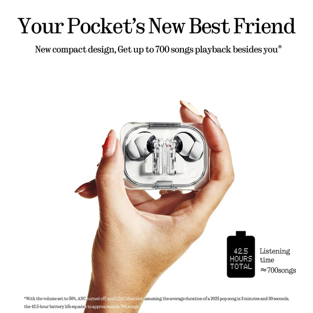 Alt view image 3 of 5 - Nothing Ear (a) Wireless Earbuds, 45dB Hybrid Noise Cancelling Earbuds, Hi-Res Audio, Advanced Equaliser, Dual Connect, 6 Mics, 42.5H Playtime Ear Buds Wireless Bluetooth, White