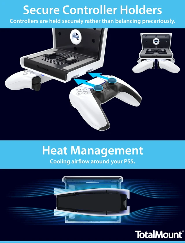 Alt view image 5 of 6 - for All PS5 Models Premium Cooling Level Stops Vibration Designed in USA Wall Mount Compatible With All PS5 Models Including Slim, Pro, and Original Dampers Minimize Fan Rattling