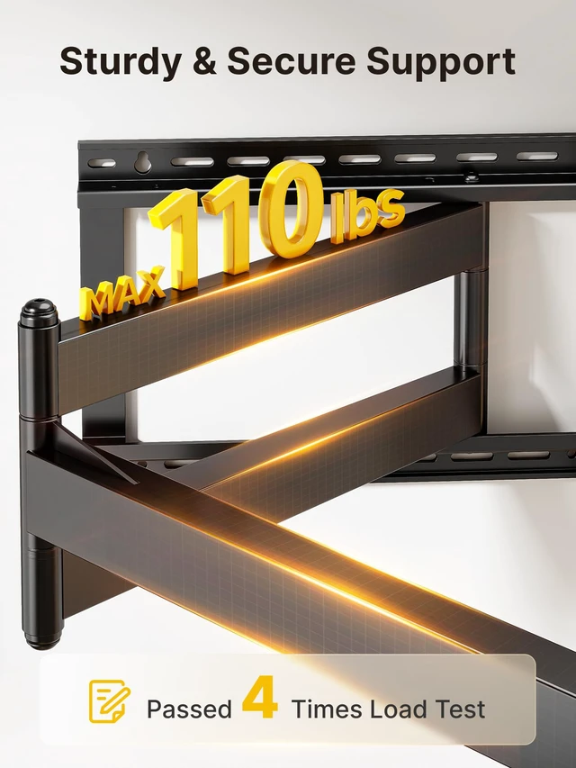 Alt view image 6 of 7 - Long Arm TV Wall Mount for Most 43-80 Inch TVs, Up to 110 lbs 42 Inch Long Extension TV Mount, Swivel&Tilt&Leveling, Full Motion Wall Mount TV Bracket, Max VESA 600 x 400mm, 16,18 Studs