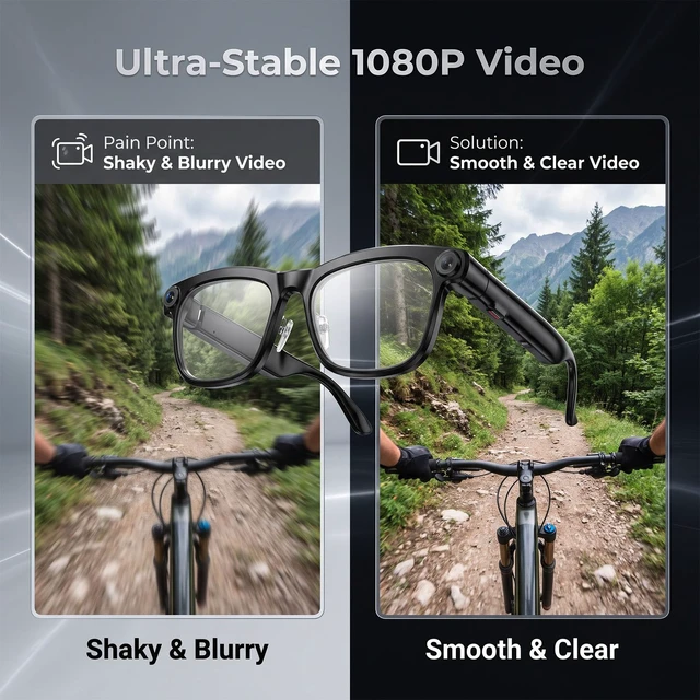 Alt view image 4 of 7 - AI Smart Glasses with Camera, 8MP HD Camera Glasses for Men Women Photo Capture,Object Recognition,Video Recording Sunglasses,Real Time Translation,Voice Assistant, Bluetooth Open-Ear Music