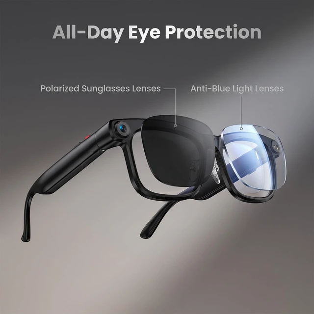 Alt view image 5 of 7 - AI Smart Glasses with Camera, 8MP HD Camera Glasses for Men Women Photo Capture,Object Recognition,Video Recording Sunglasses,Real Time Translation,Voice Assistant, Bluetooth Open-Ear Music