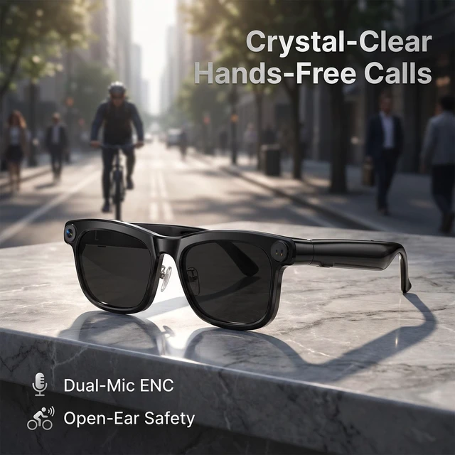 Alt view image 6 of 7 - AI Smart Glasses with Camera, 8MP HD Camera Glasses for Men Women Photo Capture,Object Recognition,Video Recording Sunglasses,Real Time Translation,Voice Assistant, Bluetooth Open-Ear Music