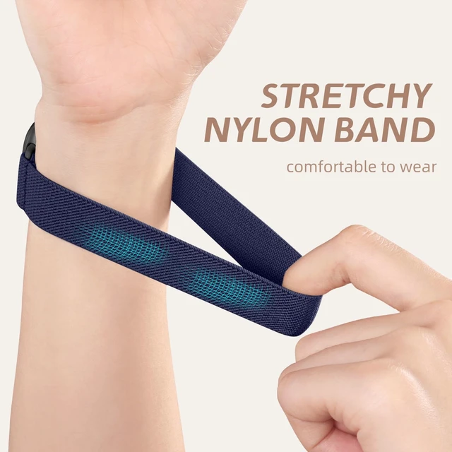 Alt view image 4 of 7 - Stretchy Bands Compatible with Fitbit Versa 4/Sense 2/Sense/Versa 3 Water-Resistant Elastic Bands Compatible with Fitbit Versa 4 Bands for Men, Adjustable Strap for Sense 2/Sense/Versa 3,5Pack