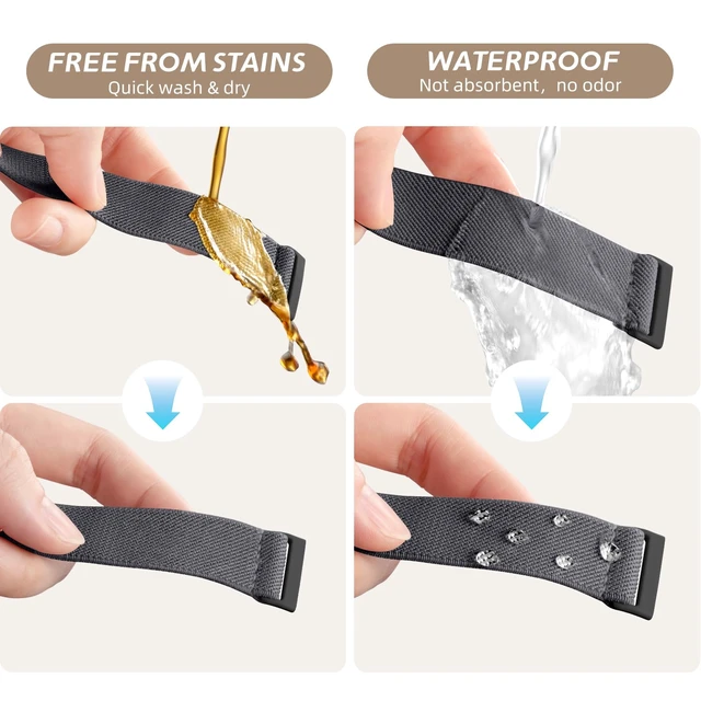 Alt view image 3 of 7 - Stretchy Bands Compatible with Fitbit Versa 4/Sense 2/Sense/Versa 3 Water-Resistant Elastic Bands Compatible with Fitbit Versa 4 Bands for Men, Adjustable Strap for Sense 2/Sense/Versa 3,5Pack