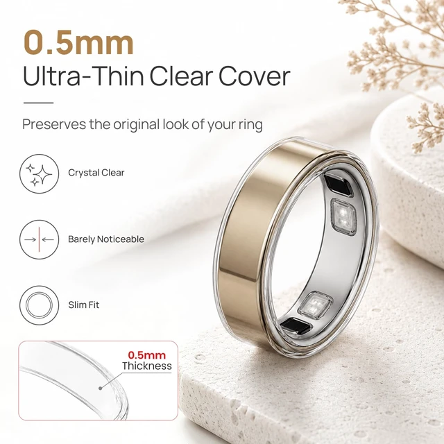 Alt view image 3 of 7 - 3 Pack Clear Ring Cover Compatible with Oura Ring 5 0.5mm Ultra-Thin Ring Protector Case, Transparent Scratch Resistant TPU Smart Ring Cover Accessories for Women Men