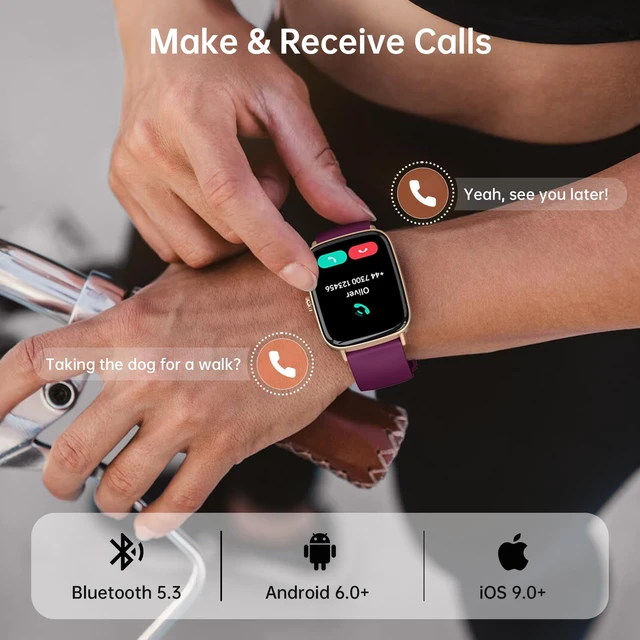 Alt view image 2 of 7 - Smart Watches for Women, 1.85" HD Smart Watch for Android Phones & iPhone Fitness Watches for Women with Call & Notification Alerts, Tracks Heart Rate/Sleep Smartwatches (Dark Purlple, 1.85 inches)