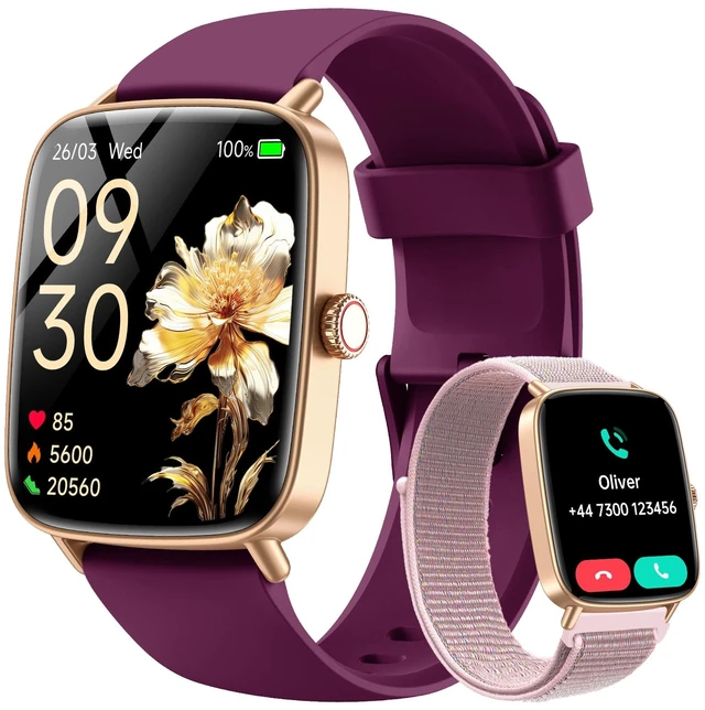 Main image of Smart Watches for Women, 1.85" HD Smart Watch for Android Phones & iPhone Fitness Watches for Women with Call & Notification Alerts, Tracks Heart Rate/Sleep Smartwatches (Dark Purlple, 1.85 inches)