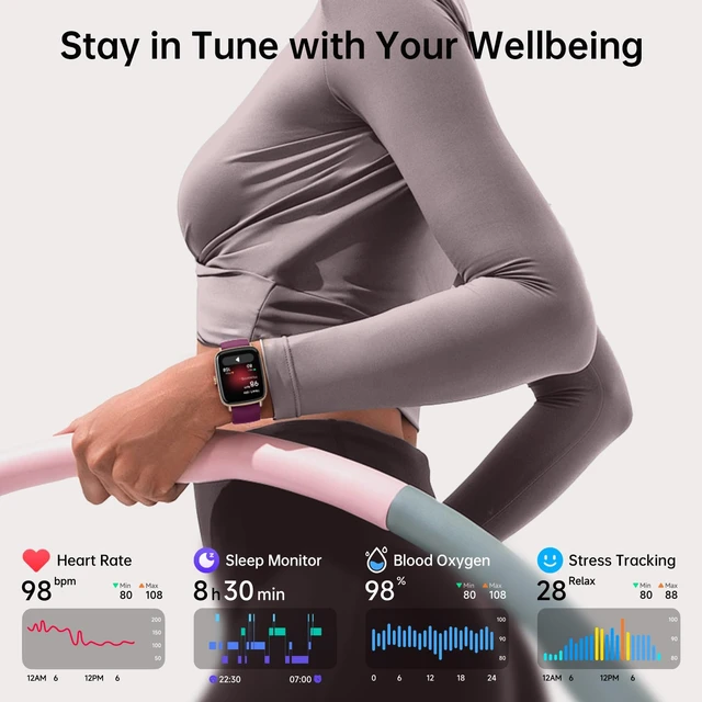 Alt view image 4 of 7 - Smart Watches for Women, 1.85" HD Smart Watch for Android Phones & iPhone Fitness Watches for Women with Call & Notification Alerts, Tracks Heart Rate/Sleep Smartwatches (Dark Purlple, 1.85 inches)