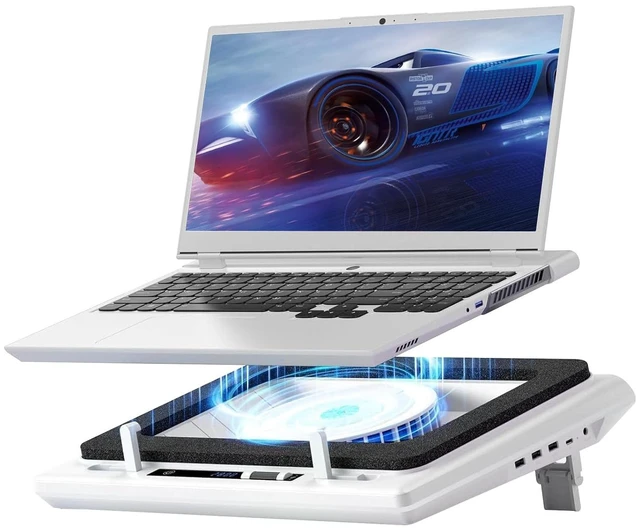 Main image of V12 Gaming Laptop Cooling Pad Laptop Cooler Laptop Cooling Fan Stand 5.5 Inch Turbofan, Airtight Pressure Chamber, for 15.6-19in Laptop, Adjustable Speed, Dustproof, 3-Port Hub, White (No RGB)
