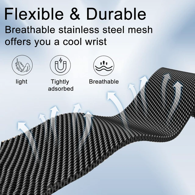 Alt view image 3 of 7 - Milanese Loop Metal Band for Whoop 5.0 Bands One, Peak and Life/MG Breathable Metal Mesh Milanese Loop Sport Adjustable Strap Replacement for Whoop Band 5.0 Not Compatible with Gen 4