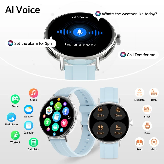 Alt view image 7 of 7 - Smart Watches for Men Women,Smartwatch for iPhone/Samsung/Android,(Answer/Make Call),1.57" HD 43mm Fitness Tracker with Heart Rate/SpO2/Sleep Monitor,IP68 Waterproof,110+ Sport Mode,with 2 Bands