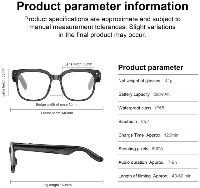 Alt view image 2 of 7 - AI Smart Glasses with Camera, 4K Video & Real-Time Translation Bluetooth glasses with object recognition and open-ear speakers designed for meetings, travel, learning and daily lifestyle