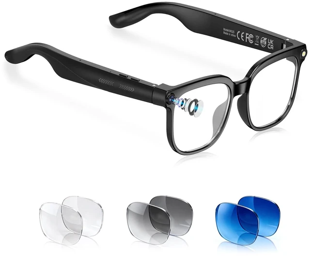 Main image of AI Smart Glasses with Camera, 4K Video & Real-Time Translation Bluetooth glasses with object recognition and open-ear speakers designed for meetings, travel, learning and daily lifestyle