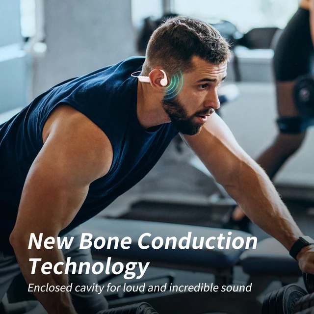 Alt view image 2 of 7 - Bone Conduction Earbuds, Open Ear Headphones Bluetooth 6.0, Wireless Headphones 8H Playtime, IPX6 Waterproof Sport Headphones for Sports, Pink