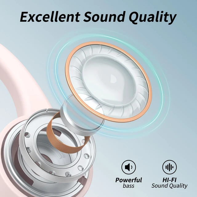 Alt view image 7 of 7 - Bone Conduction Earbuds, Open Ear Headphones Bluetooth 6.0, Wireless Headphones 8H Playtime, IPX6 Waterproof Sport Headphones for Sports, Pink