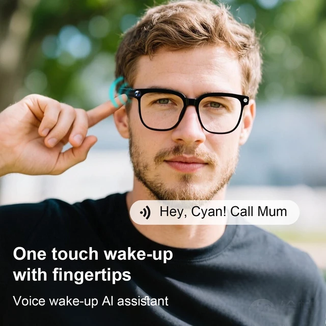 Alt view image 6 of 7 - AI Smart Glasses with Camera, 4K Video & Real-Time Translation Bluetooth glasses with object recognition and open-ear speakers designed for meetings, travel, learning and daily lifestyle