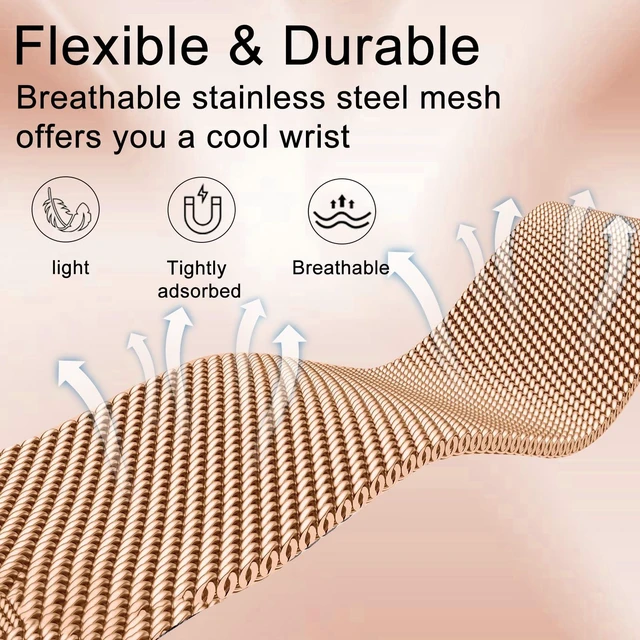 Alt view image 3 of 7 - Milanese Loop Metal Band for Whoop 5.0 Bands One, Peak and Life/MG Breathable Metal Mesh Milanese Loop Sport Adjustable Strap Replacement for Whoop Band 5.0 Not Compatible with Gen 4