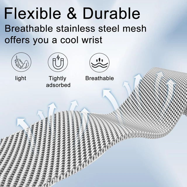 Alt view image 3 of 7 - Milanese Loop Metal Band for Whoop 5.0 Bands One, Peak and Life/MG Breathable Metal Mesh Milanese Loop Sport Adjustable Strap Replacement for Whoop Band 5.0 Not Compatible with Gen 4