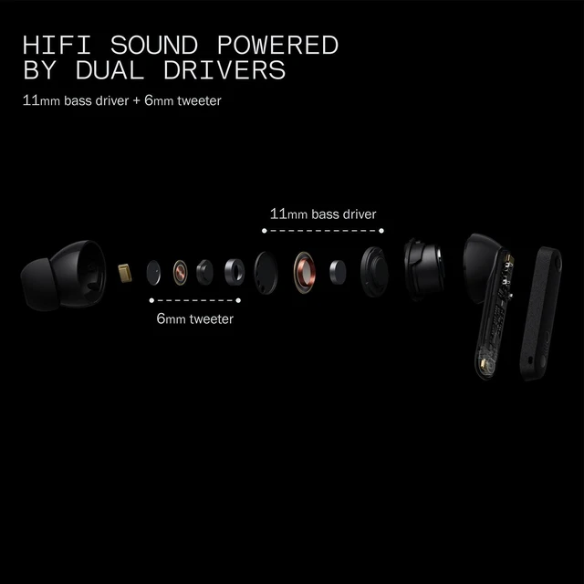 Alt view image 6 of 7 - Buds Pro 2 Wireless Earbuds with Smart Dial, 50dB Hybrid Noise Cancelling Earbuds Wireless Bluetooth 5.4, 11mm Bass with LDAC, 6 Hi-Res Audio Mics, 43H Playtime, Fast Charging Case, Blue