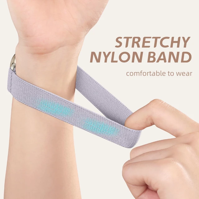 Alt view image 4 of 7 - Stretchy Bands Compatible with Fitbit Sense 2/Versa 4/Sense/Versa 3 Water-Resistant Elastic Bands for Versa 4 Bands for Women Men, Adjustable Nylon Strap for Sense 2/Sense Bands/Versa 3,5Pack