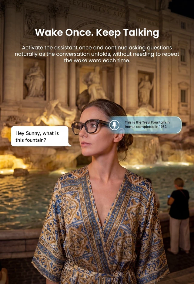 Alt view image 5 of 7 - G5 AI Smart Glasses with Camera and Bluetooth, 13MP Video Recording Glasses 4K camera glasses with continuous AI assistant, AI translation, visual recognition, Bluetooth audio and hands-free capture