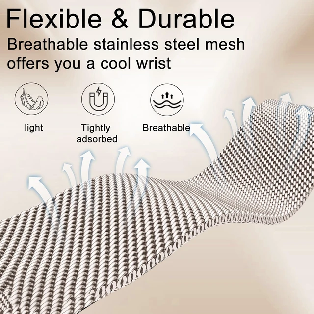 Alt view image 3 of 7 - Milanese Loop Metal Band for Whoop 5.0 Bands One, Peak and Life/MG Breathable Metal Mesh Milanese Loop Sport Adjustable Strap Replacement for Whoop Band 5.0 Not Compatible with Gen 4