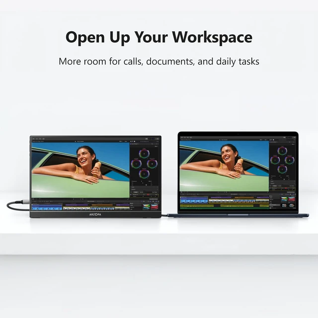 Alt view image 2 of 7 - 16.1" Portable Monitor, 100% sRGB FHD 1080P Kickstand -Z1C Portable Laptop Monitor High Color Gamut Display IPS Eye Care Screen for High-end Office & Entertainment