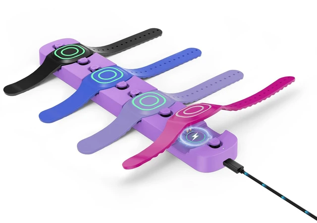 Main image of Charging Station for MagicBand+ Plus Magic Band, 4-in-1 Charger Portable for Disneyland MagicBand Plus, 90 Min Full Charging Dock for Magic Band+ Disney-World Family (Purple, 4-Slot)