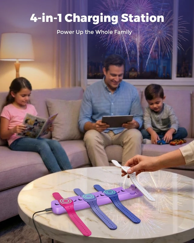 Alt view image 3 of 7 - Charging Station for MagicBand+ Plus Magic Band, 4-in-1 Charger Portable for Disneyland MagicBand Plus, 90 Min Full Charging Dock for Magic Band+ Disney-World Family (Purple, 4-Slot)