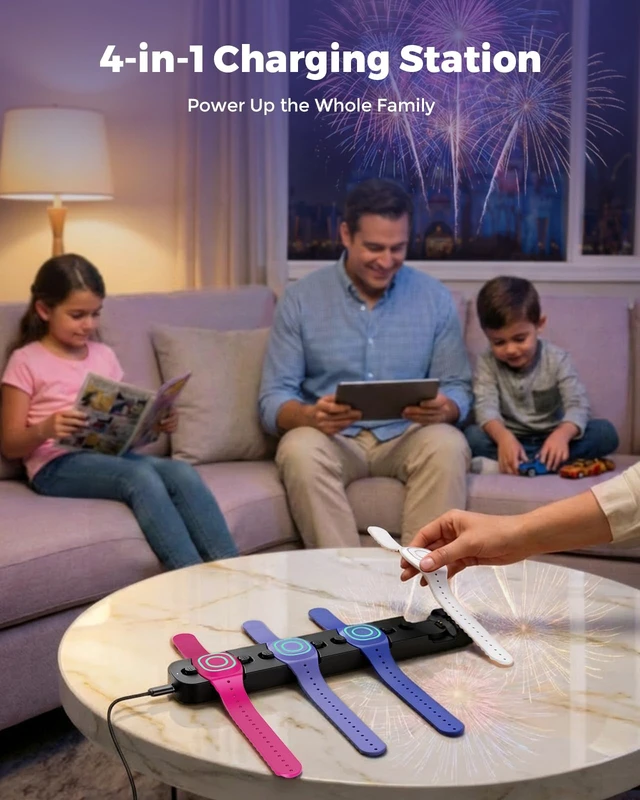 Alt view image 3 of 7 - Charging Station 4-in-1 for MagicBand+ Plus, Magicband Dock, Black 4-Slot Charger for Disneyland MagicBand Plus, 90 Min Full Charging Dock for Magic Band Disney-World Family, Travel Essentials