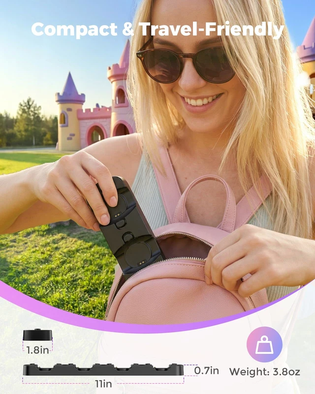 Alt view image 5 of 7 - Charging Station 4-in-1 for MagicBand+ Plus, Magicband Dock, Black 4-Slot Charger for Disneyland MagicBand Plus, 90 Min Full Charging Dock for Magic Band Disney-World Family, Travel Essentials
