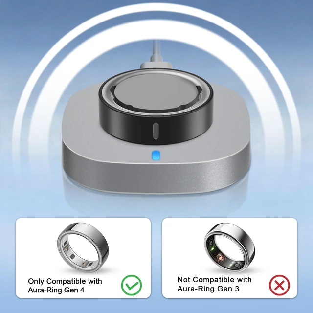 Alt view image 2 of 7 - Charger Compatible with Aura-Ring 4 Size 12 Fast Charging Dock with USB-C Cable for Aura-Ring 4 Accessories