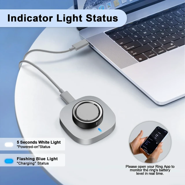 Alt view image 4 of 7 - Charger Compatible with Aura-Ring 4 Size 12 Fast Charging Dock with USB-C Cable for Aura-Ring 4 Accessories