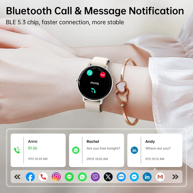 Alt view image 2 of 7 - Smart Watch for Women, 1.27" AMOLED Screen Smartwatch with Answer/Make Call for iPhone/Android/Samsung, Fitness Tracker with 120+ Sport Modes, Heart Rate/Sleep/Health Monitor, IP68 Waterproof, 2 Bands