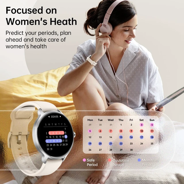 Alt view image 6 of 7 - Smart Watch for Women, 1.27" AMOLED Screen Smartwatch with Answer/Make Call for iPhone/Android/Samsung, Fitness Tracker with 120+ Sport Modes, Heart Rate/Sleep/Health Monitor, IP68 Waterproof, 2 Bands
