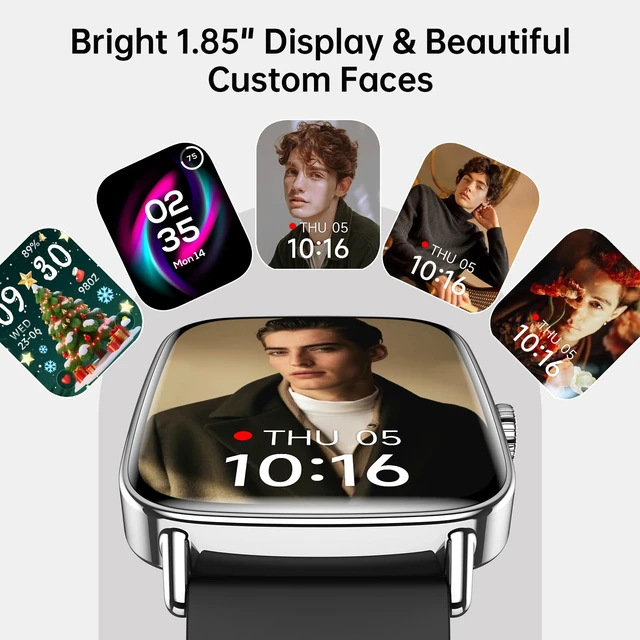 Alt view image 6 of 7 - Smart Watch for Men, 1.85" HD Fitness Tracker with Bluetooth Calls 110+ Sport Modes, Heart Rate/Sleep/Stress, IP68 Waterproof Sport Watch, 7-10 Day Battery, Android/iPhone, 2 Bands, Black