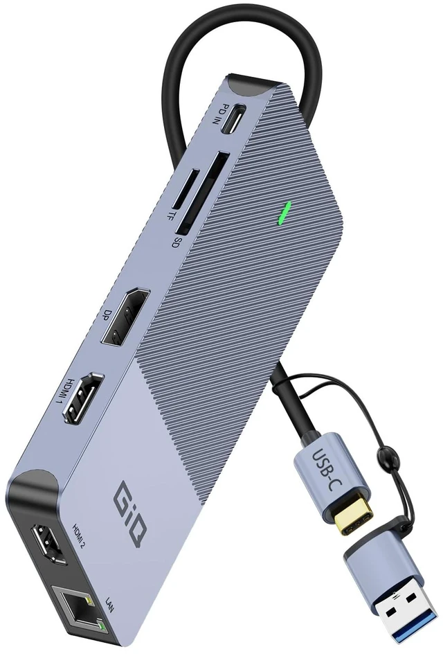 Main image of USB C Docking Station Dual Monitor Triple Display 4K Hdmi Displaylink Dock Portable usb c hub with PD,2xHDMI,Displayport,USB 3.0,Ethernet for MacBook M1-M5 Neo,Dell,HP,Windows & macOS,ChromeOS Laptop