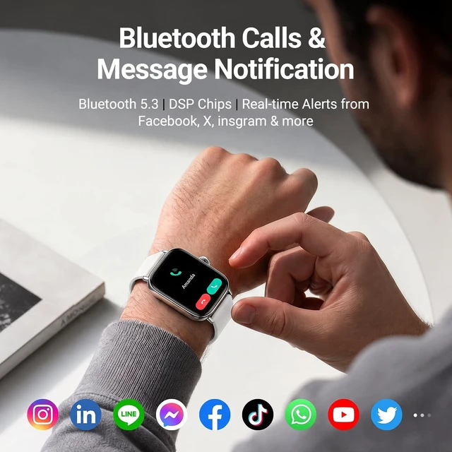 Alt view image 2 of 7 - Smart Watches for Women (2 Bands), 1.85" HD Smartwatch for Android iPhone with Bluetooth Calls, Heart Rate SpO2 Sleep Monitor, 120+ Sports Modes, IP68 Waterproof, 7-Day Battery & More