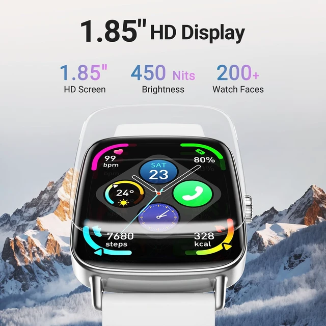 Alt view image 6 of 7 - Smart Watches for Women (2 Bands), 1.85" HD Smartwatch for Android iPhone with Bluetooth Calls, Heart Rate SpO2 Sleep Monitor, 120+ Sports Modes, IP68 Waterproof, 7-Day Battery & More