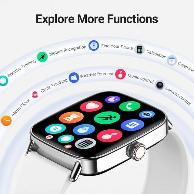 Alt view image 7 of 7 - Smart Watches for Women (2 Bands), 1.85" HD Smartwatch for Android iPhone with Bluetooth Calls, Heart Rate SpO2 Sleep Monitor, 120+ Sports Modes, IP68 Waterproof, 7-Day Battery & More