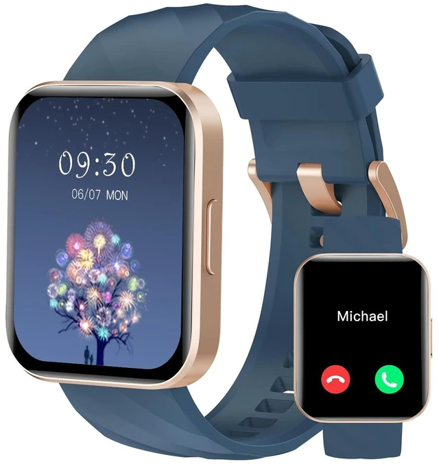 Main image of Smart Watches for Men Women, Bluetooth Calls, Fitness Tracker Blue for iPhone/Android Phones, 1.85" HD, Heart Rate Monitor Sleep Tracker, Step Calories Counter, 100+ Sports Types, Waterproof