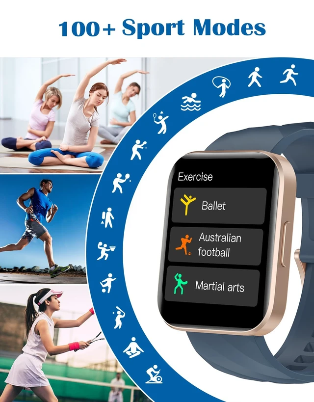 Alt view image 3 of 7 - Smart Watches for Men Women, Bluetooth Calls, Fitness Tracker Blue for iPhone/Android Phones, 1.85" HD, Heart Rate Monitor Sleep Tracker, Step Calories Counter, 100+ Sports Types, Waterproof