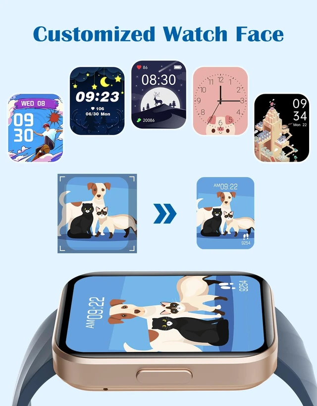 Alt view image 6 of 7 - Smart Watches for Men Women, Bluetooth Calls, Fitness Tracker Blue for iPhone/Android Phones, 1.85" HD, Heart Rate Monitor Sleep Tracker, Step Calories Counter, 100+ Sports Types, Waterproof