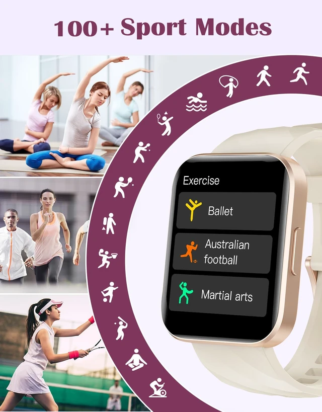 Alt view image 4 of 7 - Smart Watch for Men Women, Bluetooth Call, Fitness Tracker Off-White for iPhone/Android Phones, 1.85" HD, Heart Rate Monitor Sleep Tracker, Step Calories Counter, 100+ Sports Types, Waterproof