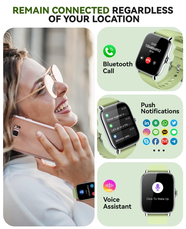 Alt view image 2 of 7 - Smart Watch for Women Men- Answer/Make Call, 2025 IP68 Waterproof Fitness Step Sleep Tracker Watch with Monitor Activity Counter Smartwatch for Andriod iPhone iOS Samsung Compatible